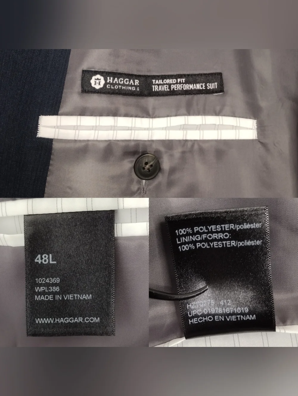 NWT Haggar Navy Blue Men's Business Travel Performance Sport Coats Blazer Sz 48L